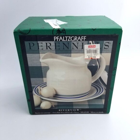 Pfaltzgraff Riverview Perennials Gravy Boat and Underplate Vintage New in Box - Picture 4 of 5
